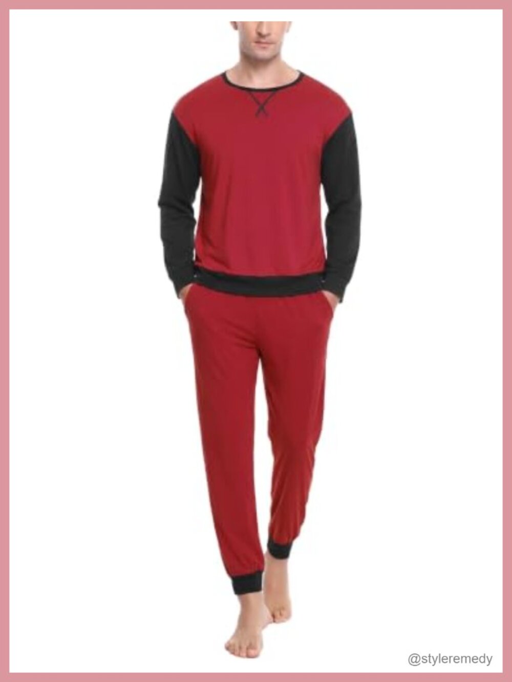 Men's Cotton Pajama Set Long Sleeve Plaid Loungewear Sleepwear